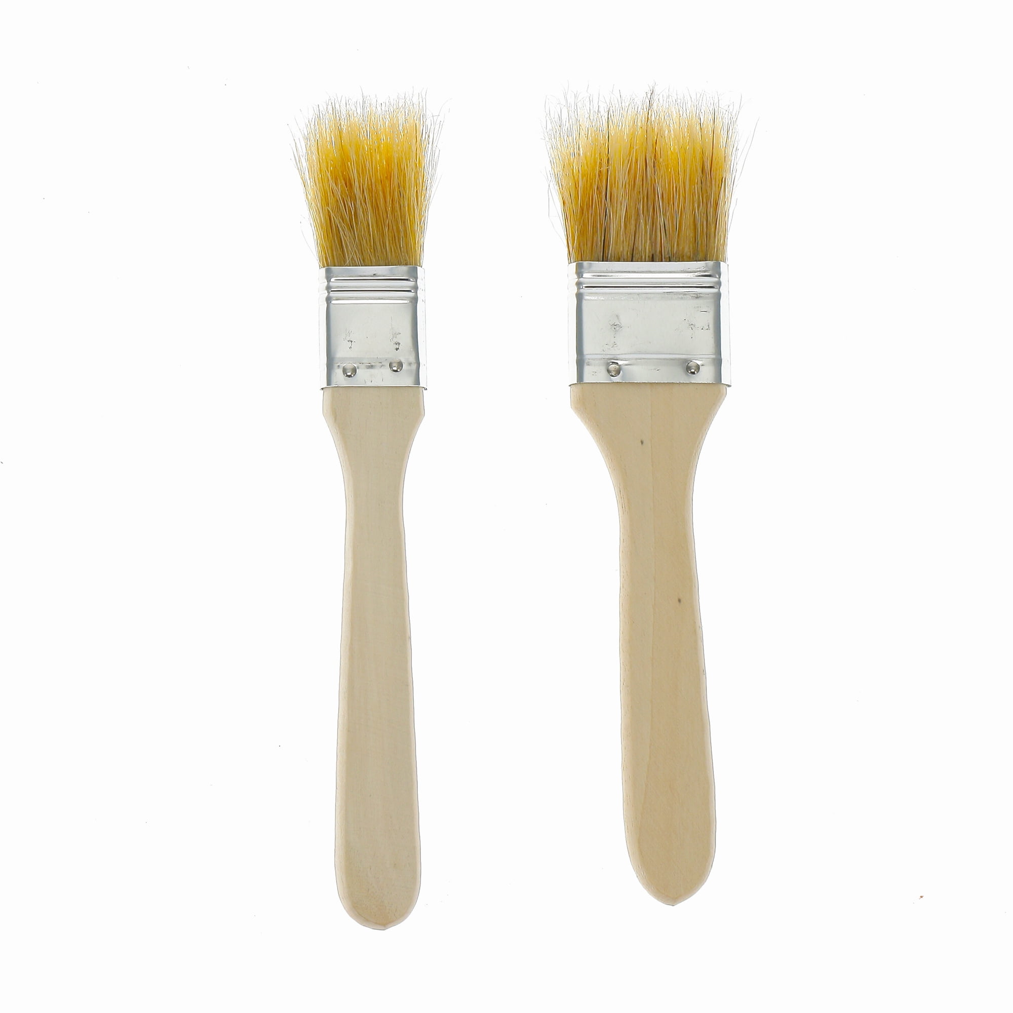 Mainstays 2-Piece 1" and 1.5" Wide Wooden Pastry Brush Set with Natural Bristles, Brown