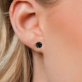 thumbnail image 3 of Gem Stone King 18K Yellow Gold Plated Silver Black Sapphire Stud Earrings for Women Men (2.30 Cttw, Gemstone September Birthstone, Round 6MM), 3 of 6