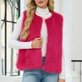 thumbnail image 4 of Sexlip Women Faux Fur Waistcoat Fashion Winter Fuzzy Sleeveless Open Front Outwear Gilet Casual Short Vest Jacket Coat Pink L, 4 of 7