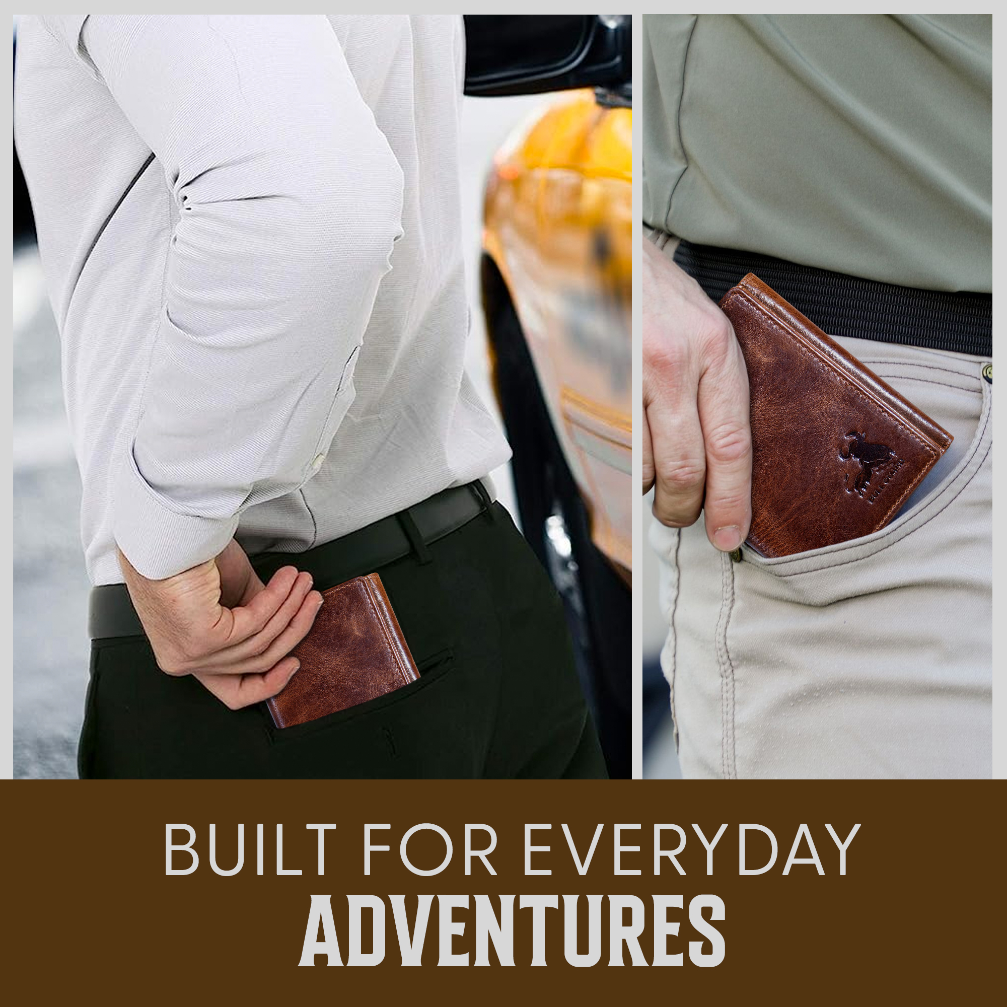 Bull Guard Men's Leather Trifold Wallet, Forest Brown photo 3