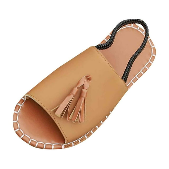 Yanlir Pantoufles Plates à Franges pour Femmes pour Printemps Été Chaussures Décontractées à la Mode Semelle Souple Confortables pour Usage Intérieur Extérieur Polyvalent (Jaune1, US 8.5)