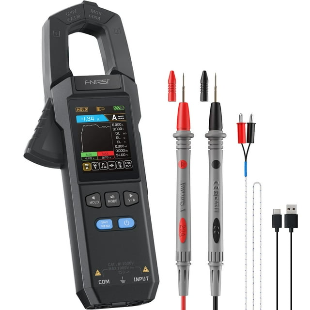 Pinza amperimétrica FNIRSI DMC-100 Digital 600A TRMS 9999 recuentos