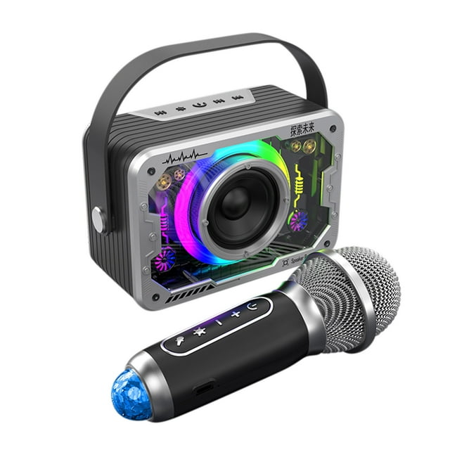 Altavoces Bluetooth Wireless Led Music Sync Ambiente Luz Portable Home Karaoke 1800Mah Altavoz Bluetooth con Micrófono Reproductor de Canto de Fiesta Interior / Exterior Altavoces Bluetooth Portátiles