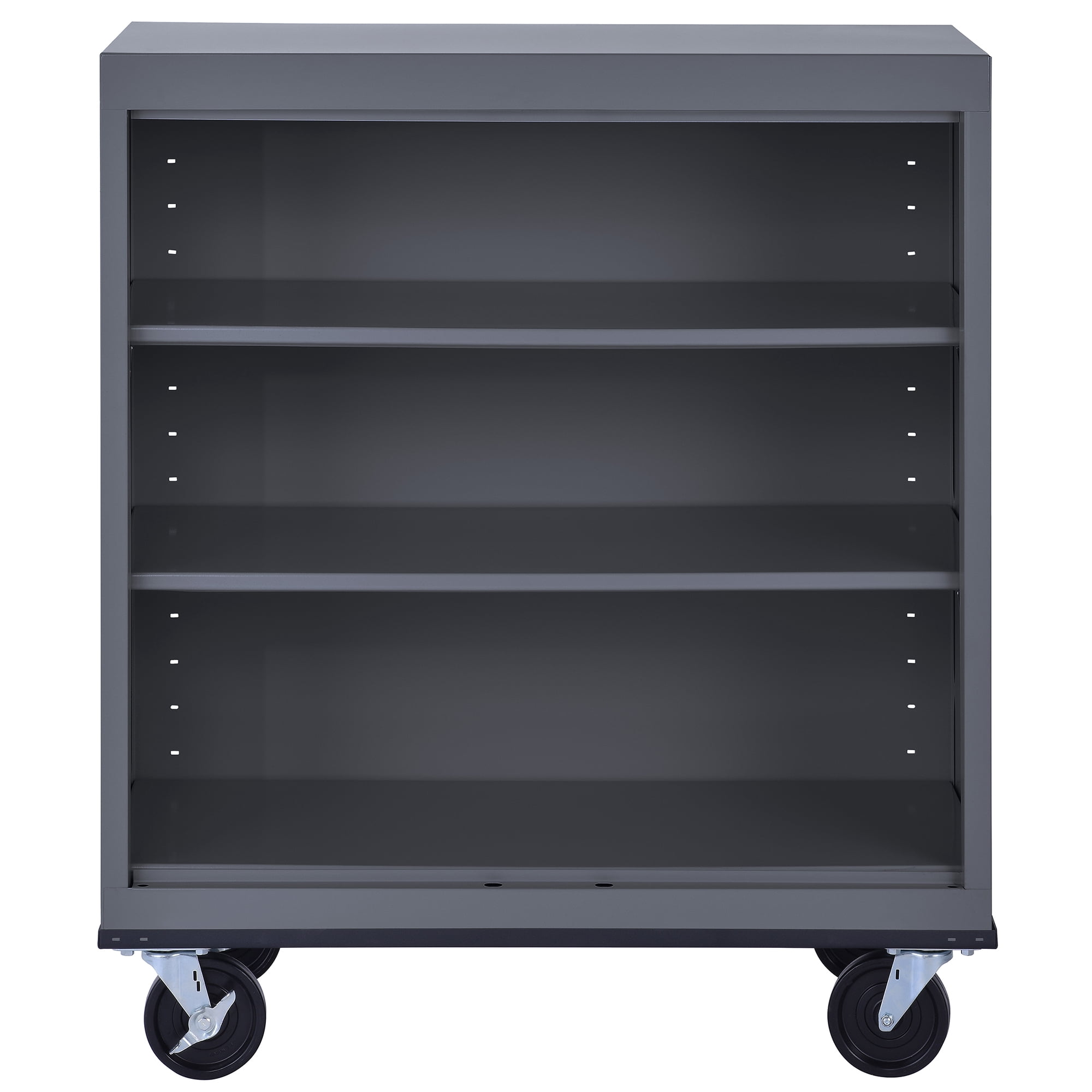 Sandusky Mobile Bookcase Series 42 in. Tall Charcoal Metal 3-Shelves Standard Bookcase With Casters