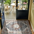 thumbnail image 1 of Boho Vintage Round Rug ft- Faux Wool Dreely Washable Area Rug Small Distressed Throw Rugs Floor Carpet for Door Mat Entryway Bedrooms Laundry (Round - ; Diameter Border ), 1 of 7