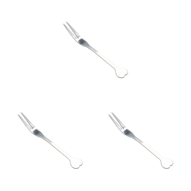 braveheart Stainless Steel Fruit Fork Small Salad Table Serving Flatware Home Baking Birthday Party Dinnerware Silver 3Set