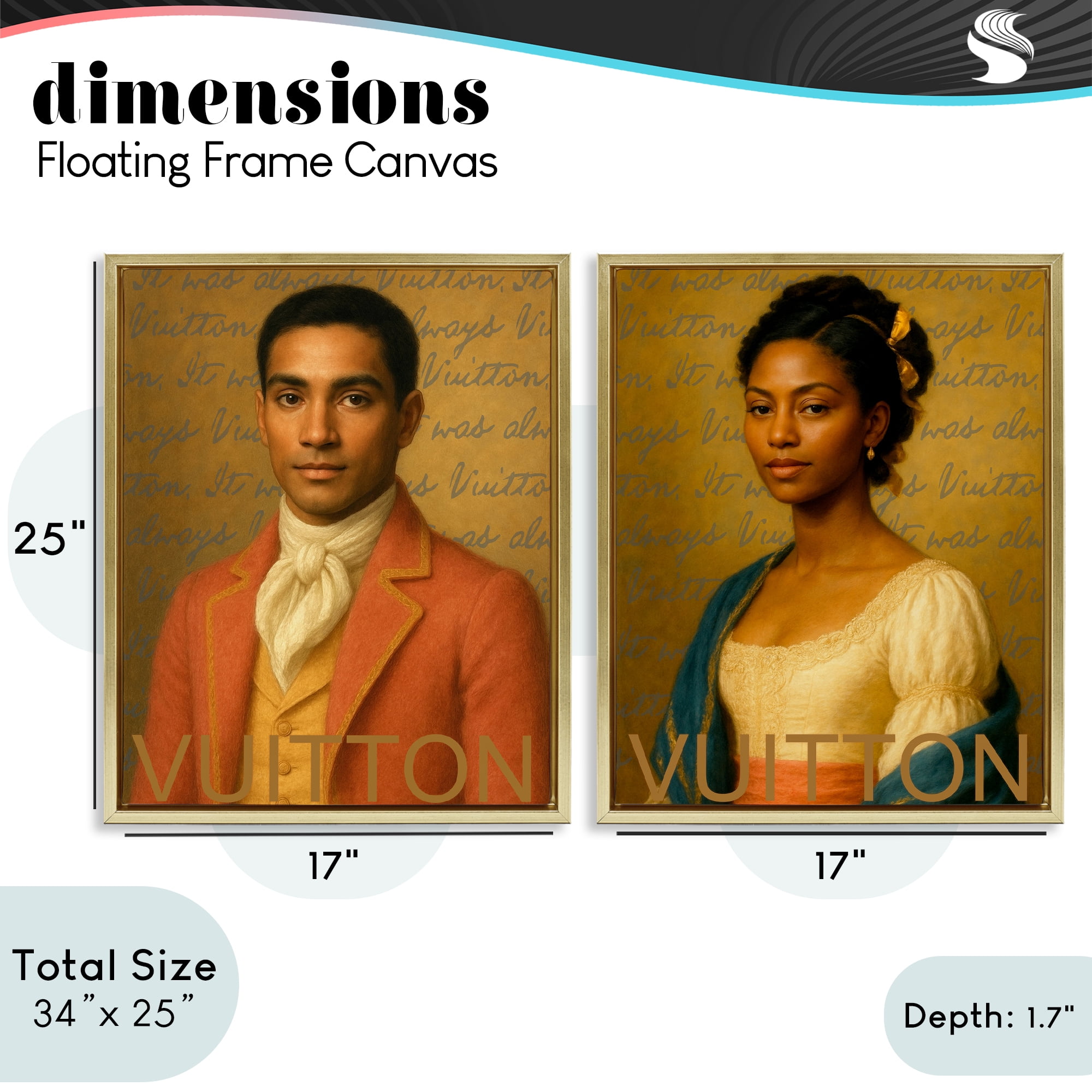 Stupell Industries Vintage Fashion Pair 2 Piece Gold Framed Floater Canvas Set, design by Grotto Studios
