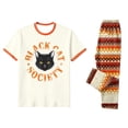 thumbnail image 6 of Halloween Family Matching Pajamas Short Sleeve Black Cat Print Top Geometric Pattern Long Pants Family Sleepwear Set, 6 of 7