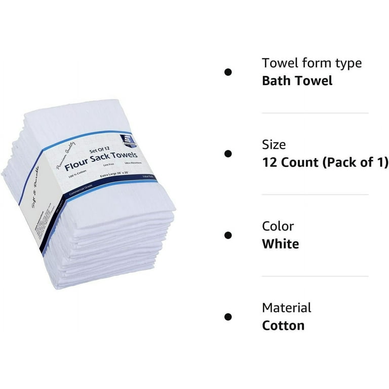 Flour Sack Towels 100% Cotton Kitchen Dish Towel 28x28 Pack Of 12.