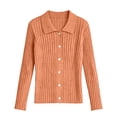 thumbnail image 4 of Breezora Women's Slim Button Down Cardigan Soft Everyday Jacket for Work and Casual Wear Orange, 4 of 4