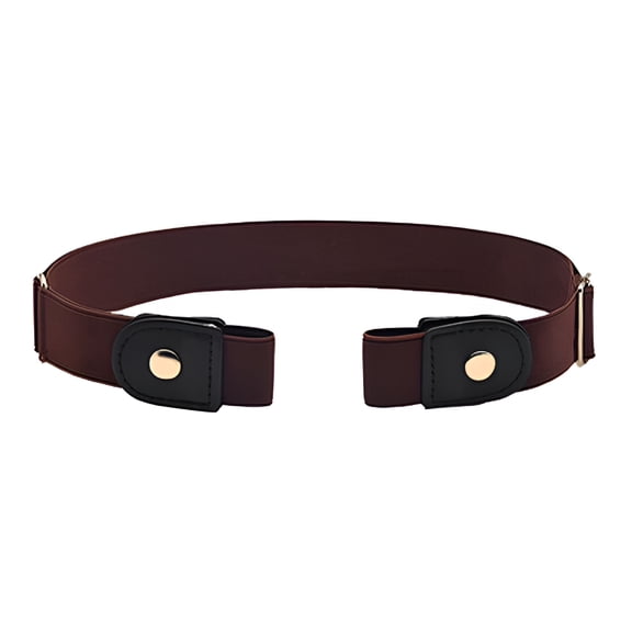 TELOLY Adjustable Unisex Faux Leather No Buckle Waist Belt,Coffee