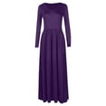 thumbnail image 4 of Brilliant Fall Dresses for Women Long Sleeve Women Casual Long Sleeve Sexy Plus Size Loose Plain Pockets Long Maxi Dress Purple M, 4 of 6