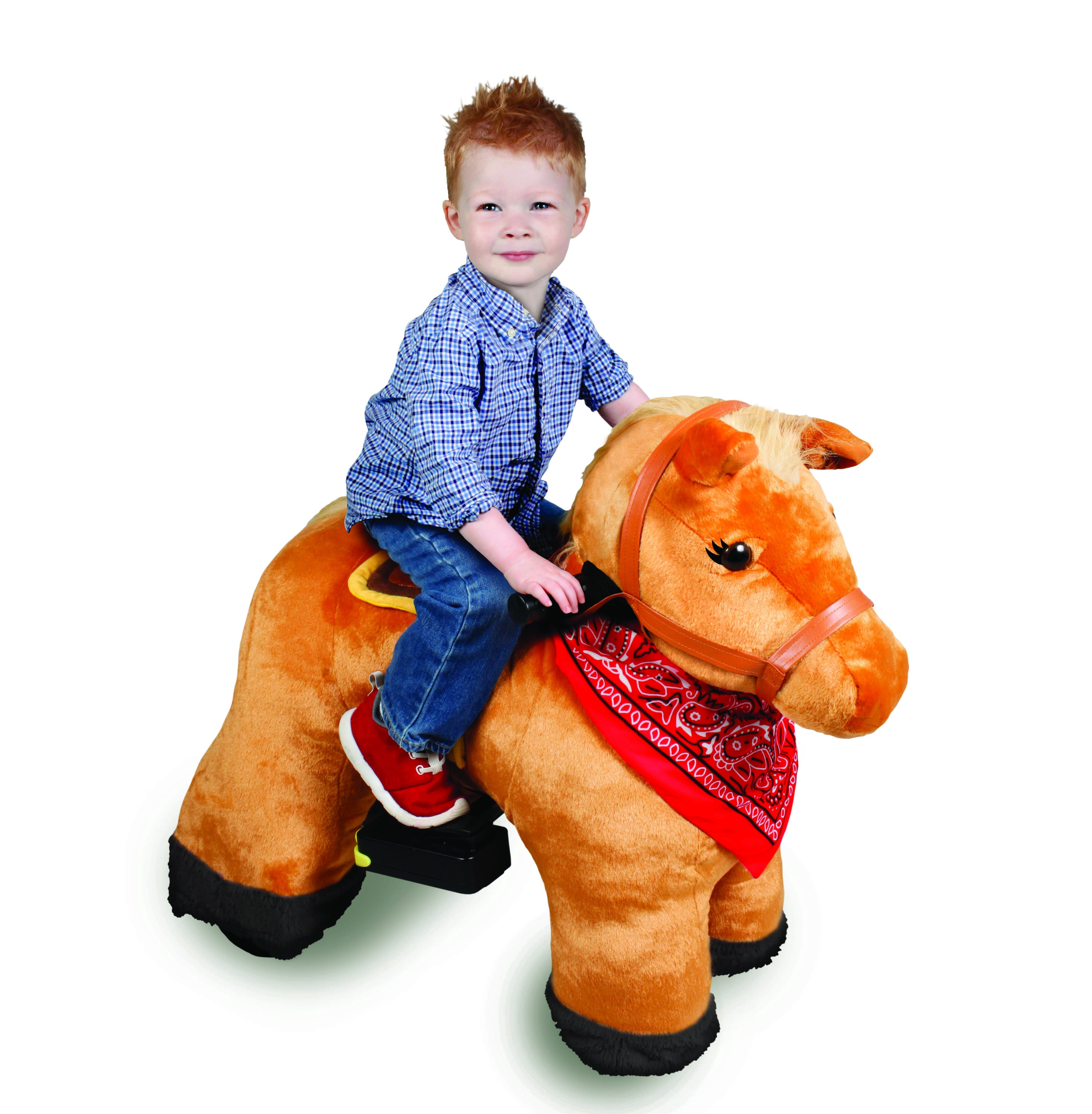 01E FUN Plush SMALL Horse/pony Ride-on scooters BROWN/WHITE kids Age 2-5 USA 