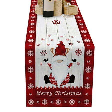 

Christmas Table Runner Gnome Car Snowflake Table Cloth Decorative Tablecloth