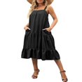 thumbnail image 3 of Robe Maxi Ample à Volants Sans Manches à Bretelles Épaisses Réglables pour Femmes avec Poches, 3 of 7