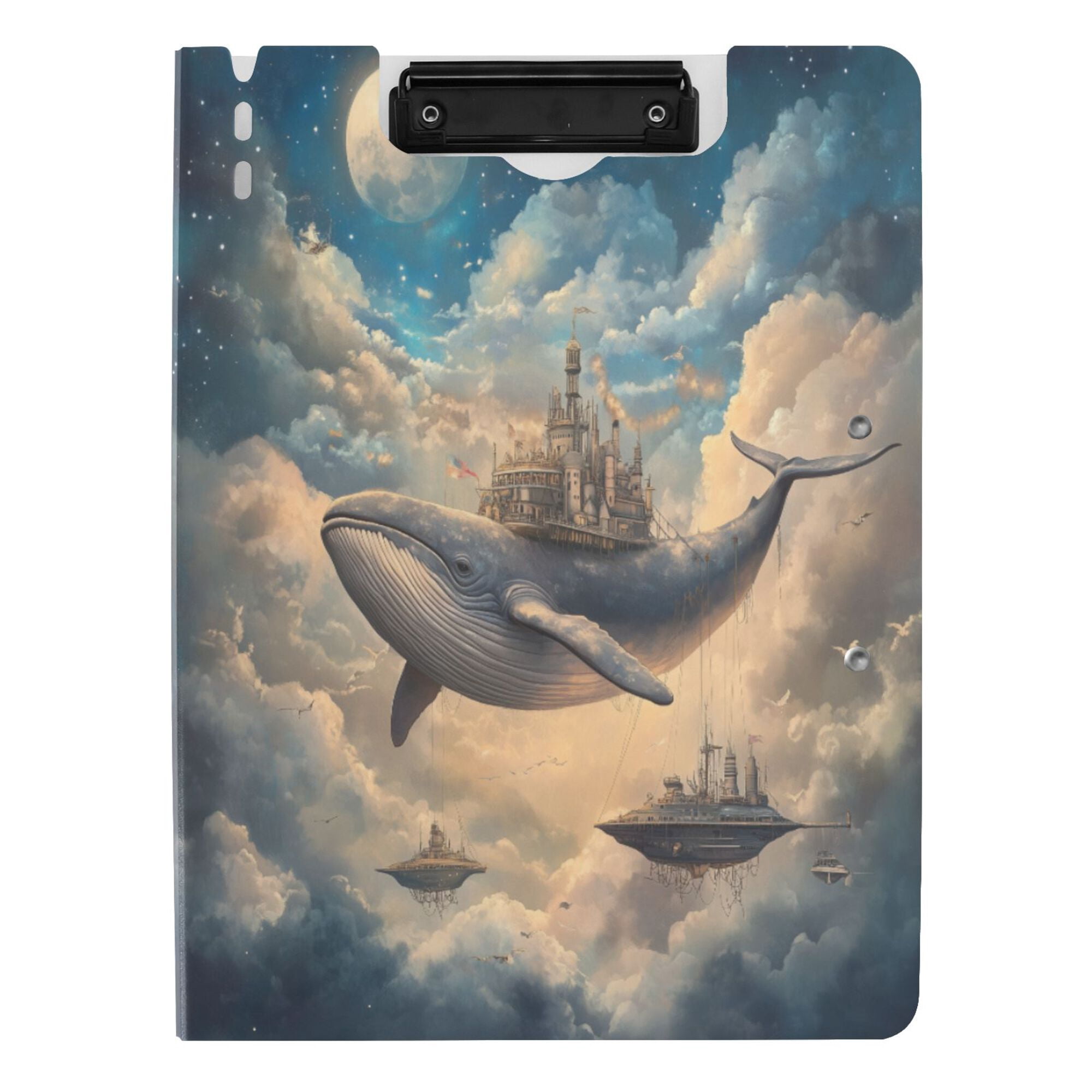 FORMRS A4 Clipboard Folder with Pen Holder Horizontal Foldable School Office Binder, Floating Whale
