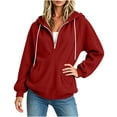 thumbnail image 5 of Zip Up Hoodie for Women Sevevn Casual Fleece Hooded Half-Zip Fashion Solid Color Cozy Trendy Sweatshirts for Fall & Winter with Pockets Red M, 5 of 6