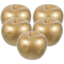 PTOOTP Set of 5 Artificial Golden Fruit Decorations, Realistic Simulated LDPE Plastic for Home, Office, Kitchen Display
