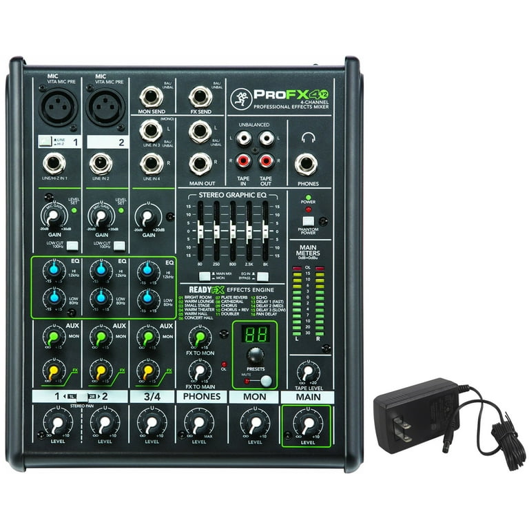 Mackie PROFX4v2 Pro 4 Channel Compact Mixer w/ FX PROFX4 V2+