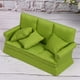 thumbnail image 4 of Mini sofá para casa de muñecas 1:12 con 3 uds. De almohada, muebles de sala de estar, accesorios de decoración para casa de muñecas de madera, color verde, 4 of 5
