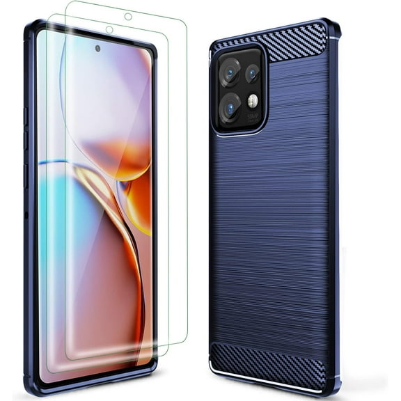 for Moto Edge Plus 2023 Case Moto X40/X40 Pro Case Moto Edge 40 Pro Case with 2* Screen Protector TPU Shock Absorption Technology Raised Bezels Protective for Motorola Edge Plus 2023（TPU Blue）
