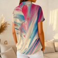 thumbnail image 5 of Summer Polo Shirts for Women Waffle Vintage Texture Abstract Oil Painting Print Golf Shirts for Women Short Sleeve Button Down Collar Fashion Clothing Blouse Pink S, 5 of 5