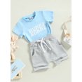 thumbnail image 3 of Bagilaanoe 2pcs Toddler Baby Boy Short Pants Set Letters Print Short Sleeve T-Shirt Tops + Shorts 6M 12M 18M 24M 3T Kids Casual Easter Outfits, 3 of 9