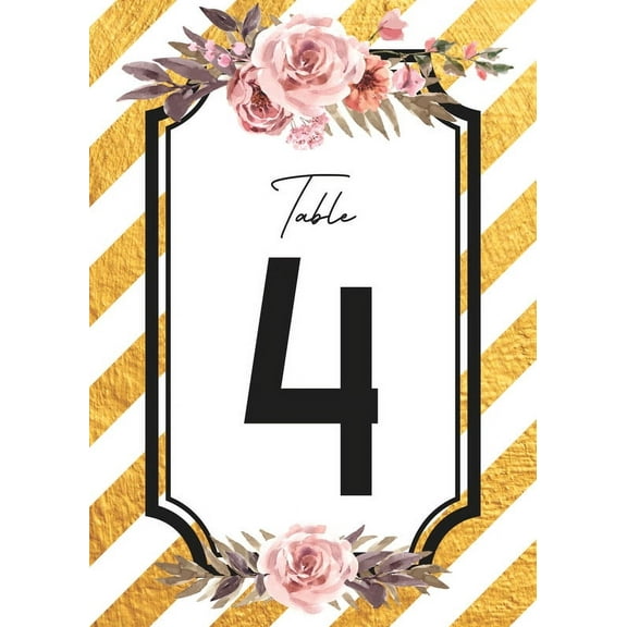 Golden White Stripe 50 Pcs Table Number Cardss Wedding Ceramony Engagement Events Parties Birthday With Head Table 4x6 Inch