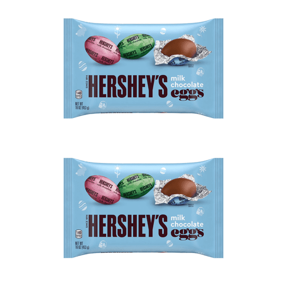 HERSHEY'S Milk Chocolate Eggs Easter Candy - 16oz - Pack of 2