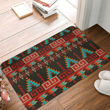 DouZhe Doormat Non-Slip Washable Floor Mat, Indoor Area Rug Vintage Geometry Exotic Nordic Style Pattern Carpet, 24x16 inches