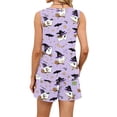 thumbnail image 6 of Halloween 2 Piece Set for Women Candy Skull Sleeveless Spooky Tank Tops and Pumpkin Ghost Wide Leg Horror Shorts, L, 6 of 6