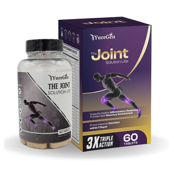 Yuregen Joint Solution Lite Glucosamine Chondroitin MSM Turmeric Ginger Boswellia Daily Mobility Flexibility Lubrication Comfort Wellness 60 Capsules