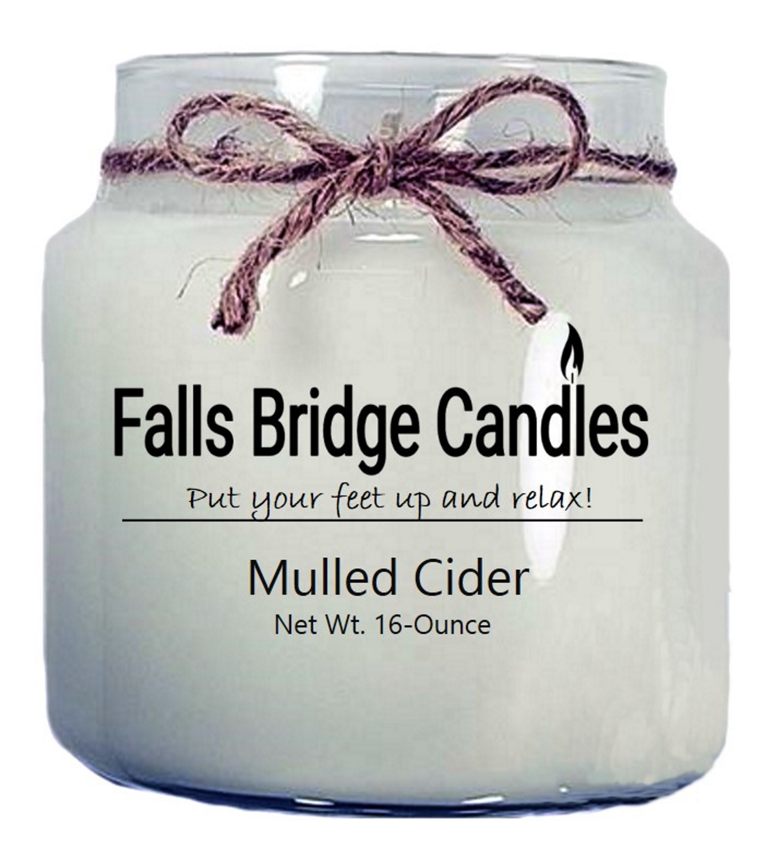 Mulled Cider Scented Jar Candle by Falls Bridge Candles, 16 Ounce without Lid