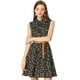 thumbnail image 1 of Día de San Patricio Vestido Sin Mangas Con Cinturón Estampado Por Encima De La Rodilla Con Media Tapeta Para Mujer Floral Negro, Amarillo L, 1 of 6
