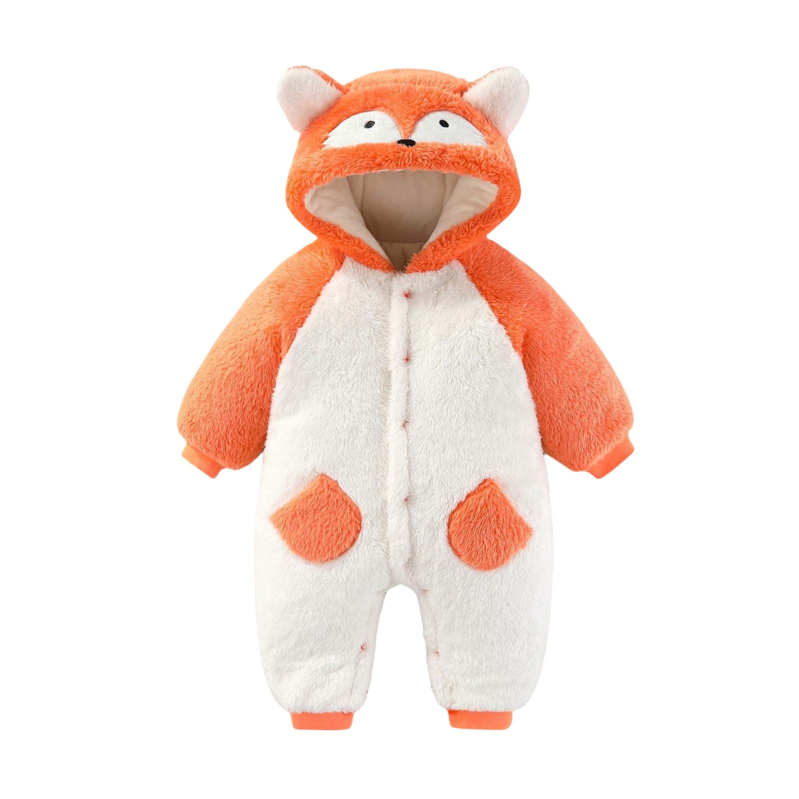 Hicidod Baby Girls Boys Romper Long Sleeve Bear Onesie Outfit Winter Fall Warm Fleece Cute Button Hooded Romper Snowsuit