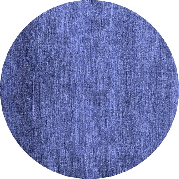 Ahgly Company Machine Washable Indoor Round Abstract Blue Modern Area Rugs, 3' Round