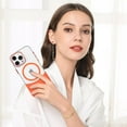 thumbnail image 5 of Stylish Magnetic Case for Apple iPhone 14 Plus, Compatible with Magsafe Slim Fit Transparent Clear Scratch Resistance Shockproof Drop Protection Bumper Rugged Minimalist Case for Women Men,Orange, 5 of 8