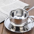 thumbnail image 4 of GOOHOCHY Juego de 3 tazas de té y café de acero inoxidable, exquisita vajilla, plato, cuchara, ideal para cafeterías caseras., 4 of 8
