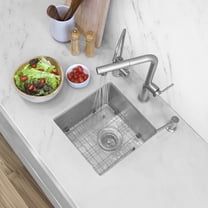 Stylish Undermount 15" Stainless Steel Single Bowl Kitchen Sink with Grid & Strainer S-317G