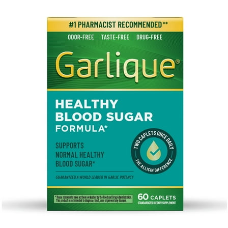 Garlique Garlic Extract Supplement, Healthy Blood Sugar Support, 6000MCG allicin, 60 Count