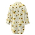 thumbnail image 5 of Xoenoiee Bee Sunflower Print Womens Button Down Shirts Long Sleeve Blouse Tunic Tops Cover Up Shirt Side Split Loose Beach Bikini Dress, 3XL, 5 of 7