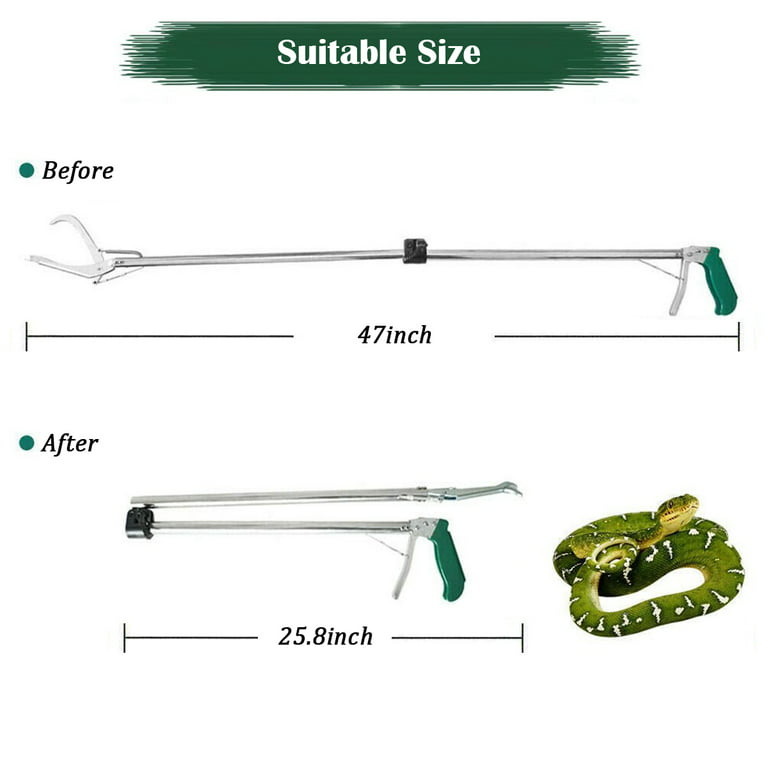 G2 47.2-inch Professional All-Aluminum Alloy Snake Tong Reptile Grabber  Rattle Snake Catcher Wide Jaw Handling Tool with Lock