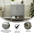 thumbnail image 4 of Emma + Oliver 30 Inch Bathroom Vanity, Single Sink Cabinet with 2 Soft Close Doors and Open Shelf, Carrara Marble Finish Countertop, Gray, 4 of 12