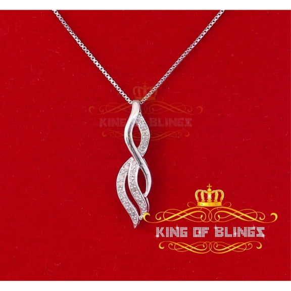 King of Bling's Real 0.08CT Diamond Stones FASHION Sterling Charm Necklace Silver White Pendant