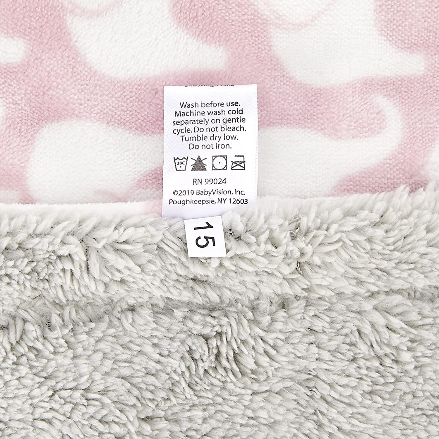 Hudson Baby Infant Girl Plush Blanket with Faux Shearling Back, Pink Elephant, One Size