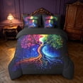 thumbnail image 3 of Homewish Rainbow Tree of Life King Bedding, Dreamy Galaxy King Bed in a Bag, Black Reversible 7pcs, 3 of 7