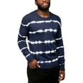 thumbnail image 4 of X RAY JEANS Mens Striped Tie-Dye Crewneck Cotton Sweater, Navy/White, M, 4 of 6