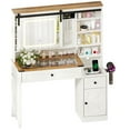 thumbnail image 4 of Zimtown Vanity Desk with Sliding Mirror,  Farmhouse Vanity Makeup Table with 2 Drawers & Power Outlet for Bedroom, White, 4 of 10