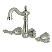 Kingston Brass Heritage Two-Handle 3-Hole Wall Mount Bathroom Faucet Brushed Nickel Brushed
