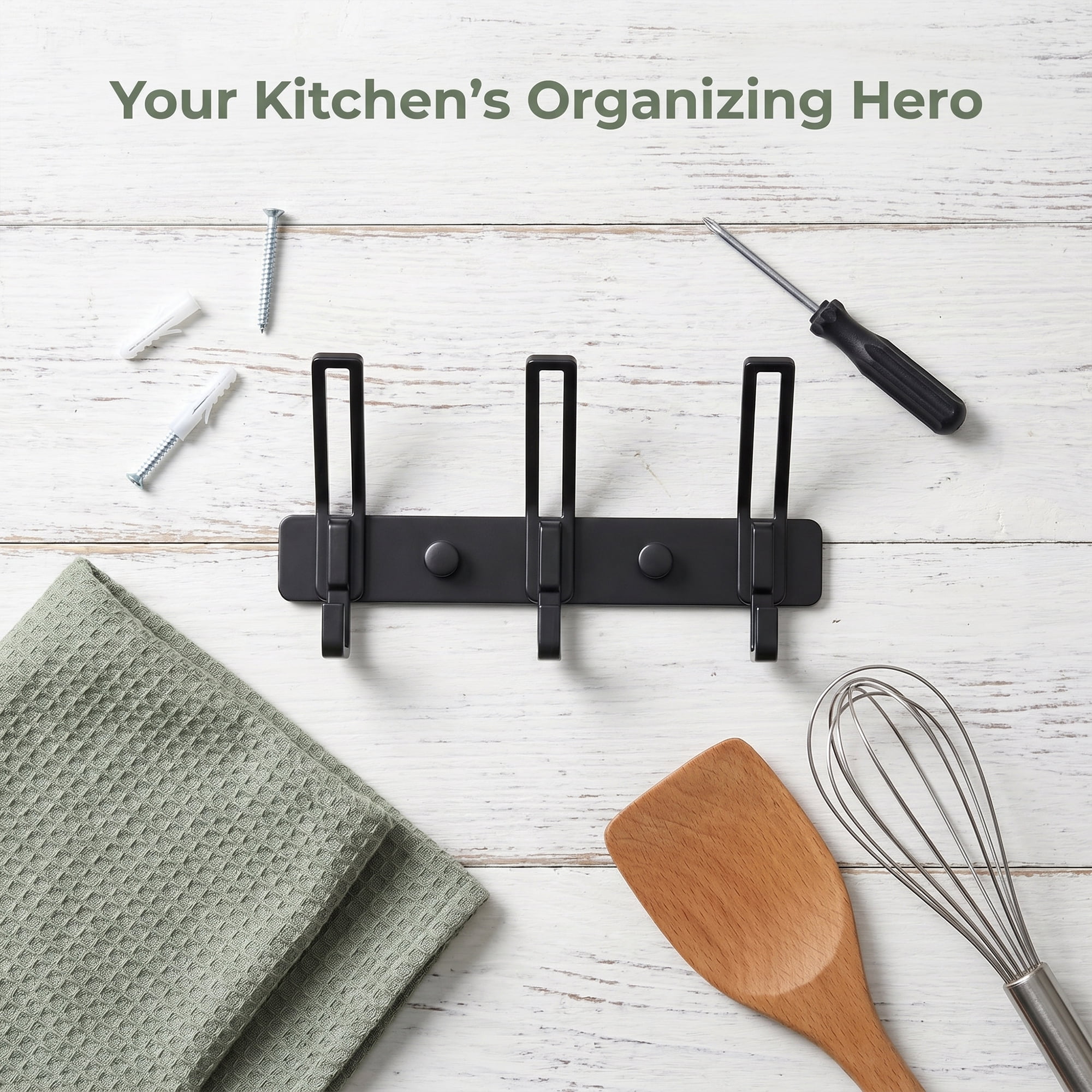 Unique Bargains Wall Mount Coat Rack Hook for Bathroom Organization Black 3 Hooks
